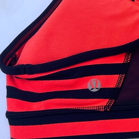 LULULEMON Power Y Striped Sports Bra Size 6 Orange/Black Striped Workout - Picture 4 of 4